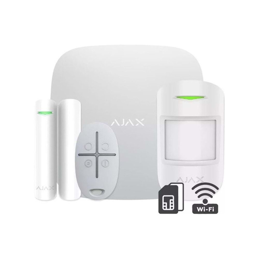 Ajax Hub Kit Plus Kablosuz Alarm Kiti Beyaz