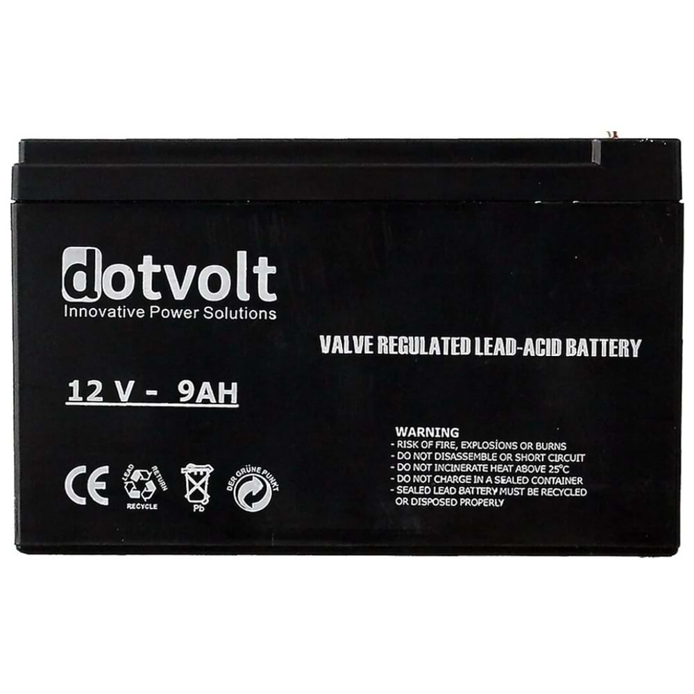 Dotvolt 12V 9AH Bakımsız Kuru Tip UPS Aküsü
