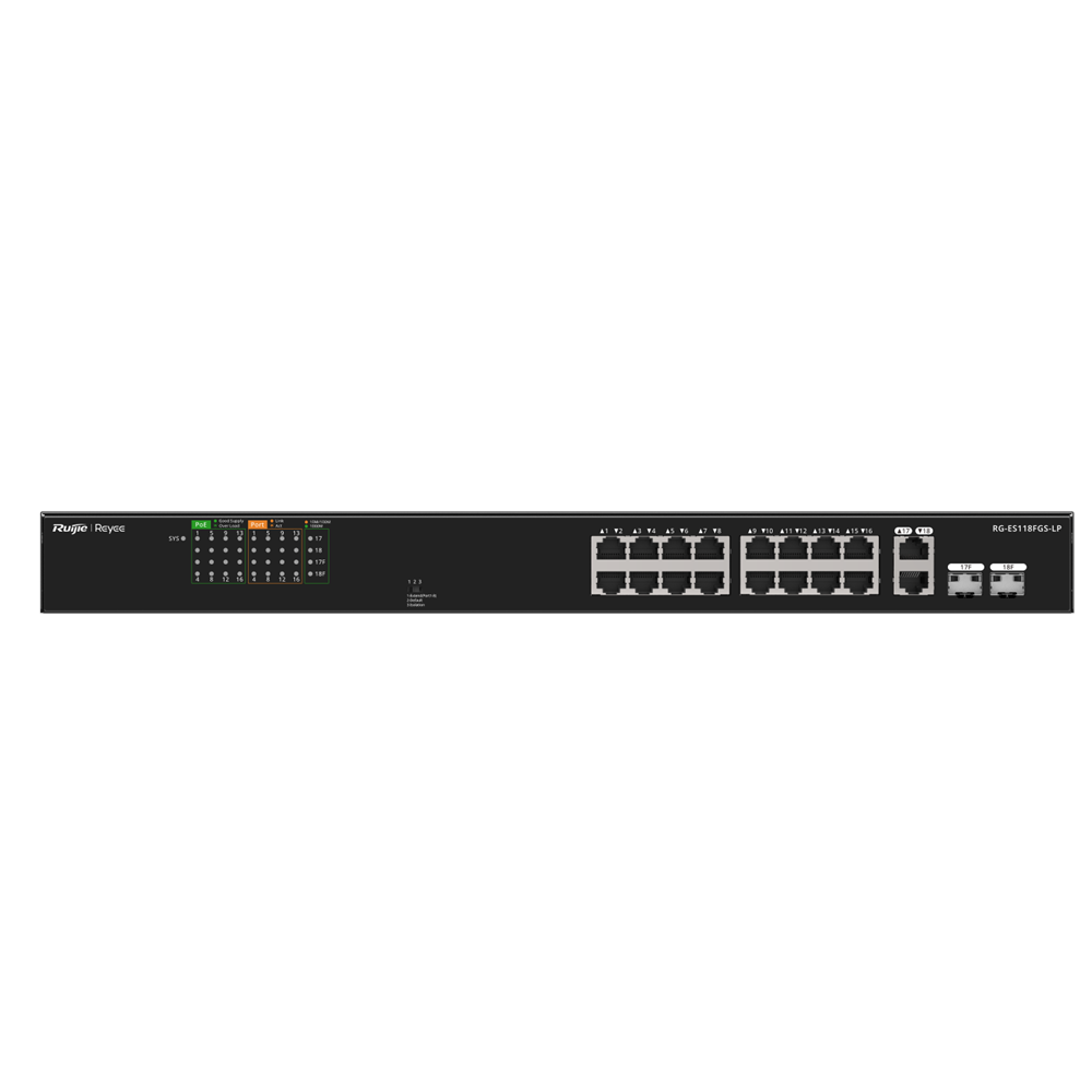 Ruijie Reyee RG-ES118FGS-LP 16 Port Gigabit / 2 Port Uplink SFP /2 Port RJ45 Yönetilemez Switch