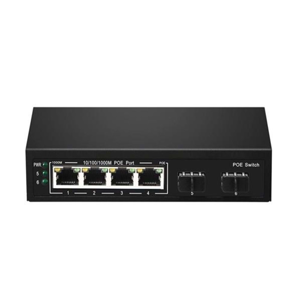 Starboard SB-3E0204P-2SFP/65W 4 Port Gigabit PoE / 2 Port SFP Uplink 65W Yönetilemez Switch
