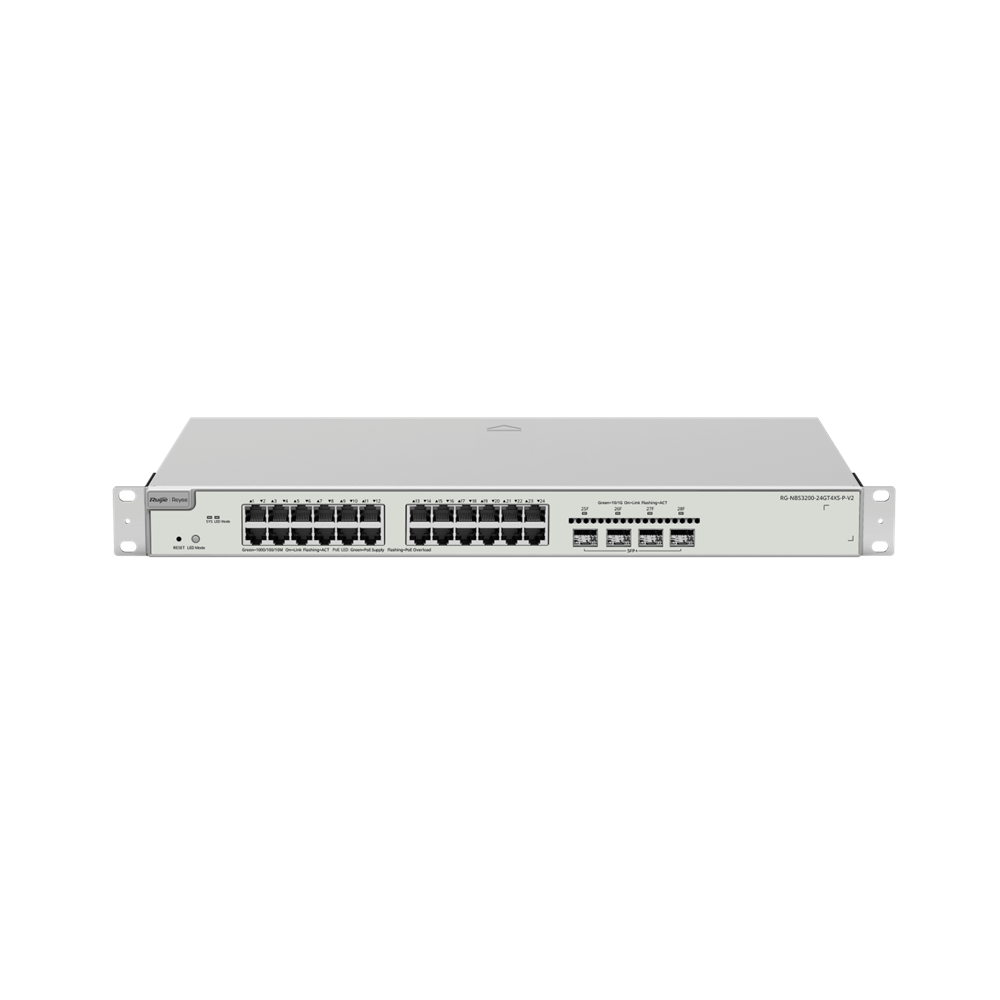 Ruijie Reyee RG-NBS3200-24GT4XS-P-V2 24 Port Gigabit PoE+ / 4 Port 10G SFP Uplink 370W Layer 2+ Yönetilebilir Switch
