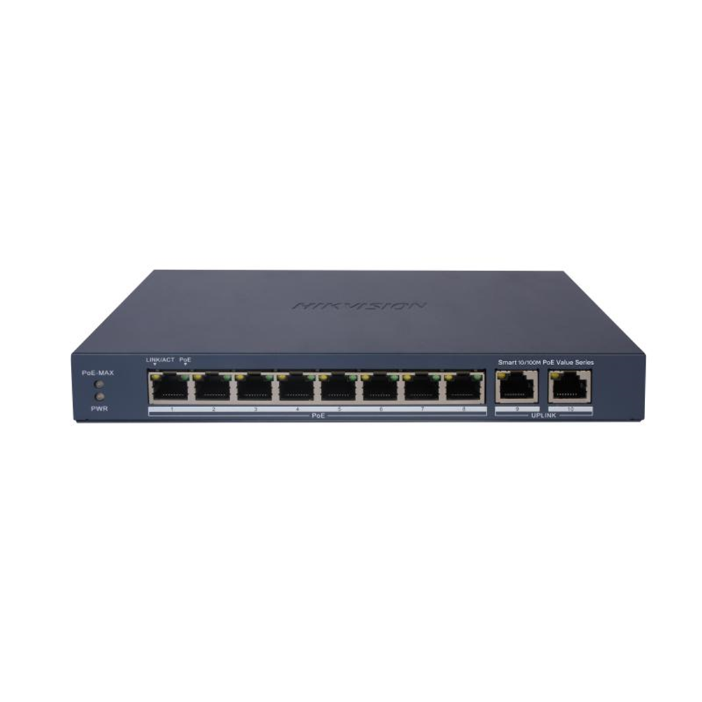 Hikvision DS-3E1310P-EI/M 8 Port PoE Akıllı Switch 8x100Mbps 2xGigabit Uplink 60W