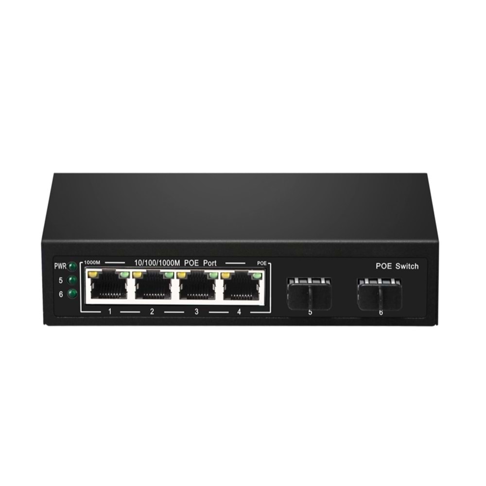 Starboard PS6G-42ES 4 Port Gigabit PoE / 2 Port SFP Uplink 65W Yönetilemez Switch