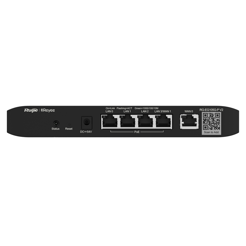 Ruijie Reyee RG-EG105G-P V2 4 Port Gigabit PoE+ 1 Port Gigabit WAN 600 Mbps 100 Kullanıcılı Router