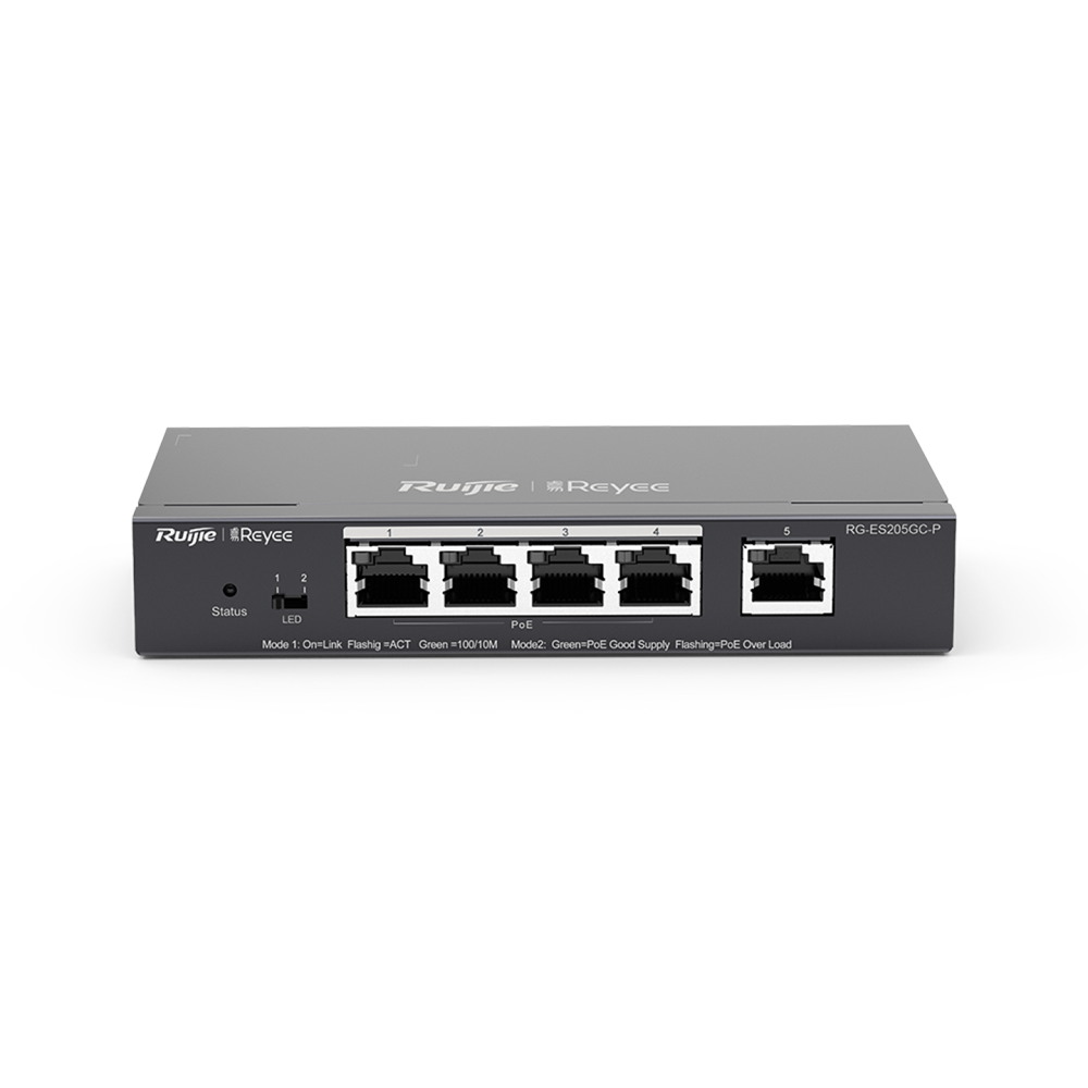Ruijie Reyee RG-ES205GC-P 4 Port Gigabit PoE / 1 Port Gigabit Uplink 54W Yönetilebilir Switch