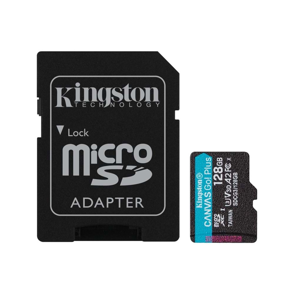 Kingston Canvas Go Plus SDCG3/128GB Class10 UHS-I U3 A2 V30 128 GB Micro SD Kart