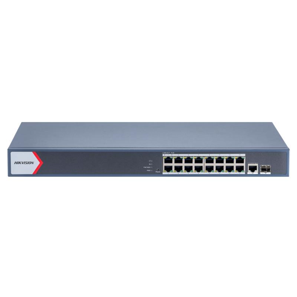 Hikvision DS-3E1518P-EI/M 16 Port Gigabit PoE / 1 Port SFP & RJ45 130W Uplink Akıllı Switch