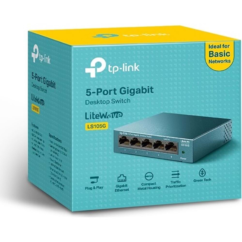 TP-Lınk LS105G 5 Port 10/100/1000 Yonetılemez Desktop Swıtch Metal Kasa
