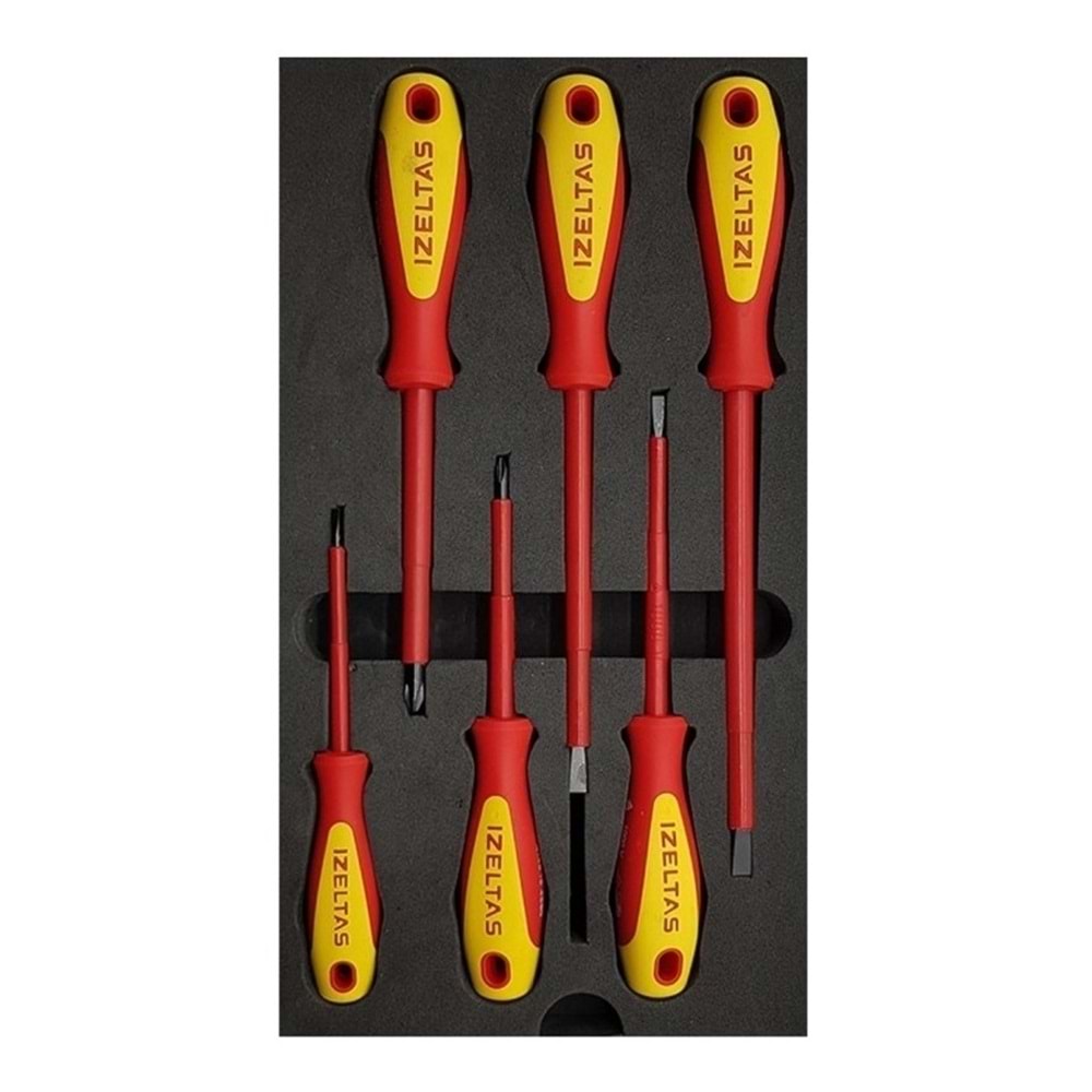 İzeltaş 4140009106 Izoleli 6 Parça Elektrikçi Tornavida Seti