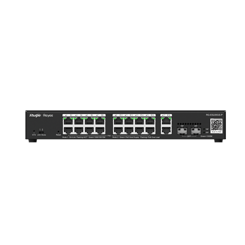 Ruijie Reyee RG-ES220GS-P 16 Port Gigabit PoE+ / 2 Port Uplink SFP Combo RJ45 Yönetilebilir Switch