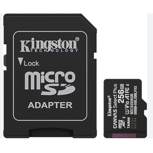 Kingston Canvas Select Plus SDCS3/256GB Class 10 UHS-I U1 A1 V10 256 GB Micro SD Kart