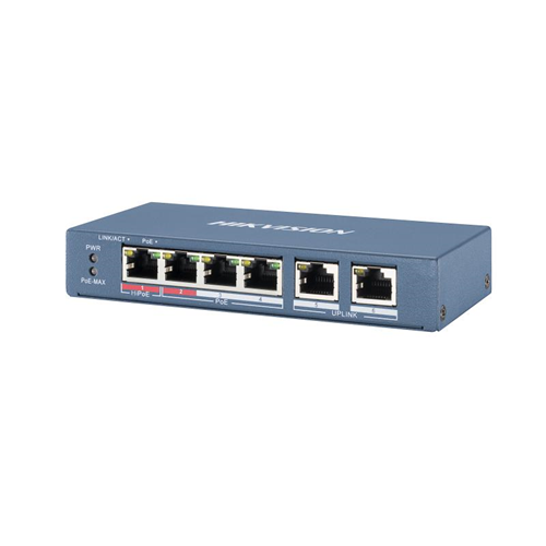 Hikvision DS-3E0106HP-E 4 Port PoE+ / 2 Port 10/100 Mb Uplink Yönetilemez Switch