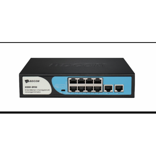 BDCOM S1200-8P2G 8 Port PoE+ 100Mbps/ 2 Port GE Uplink 90W Yönetilemez Switch