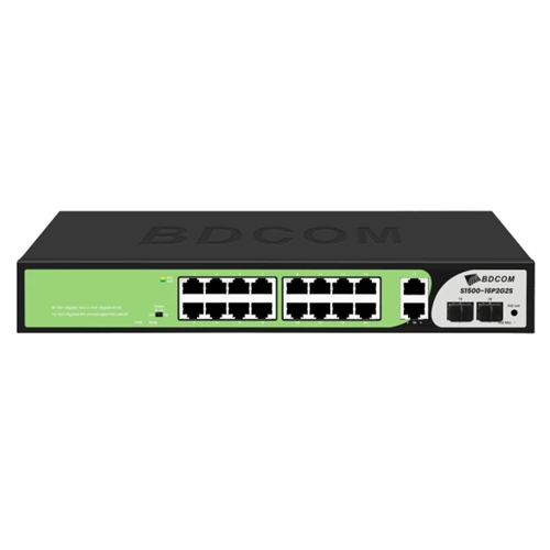 BDCOM S1500-16P2G2S 16 Port Gigabit PoE+ / 2 Port SFP + 2 Port SFP 185W Yönetilemez Switch