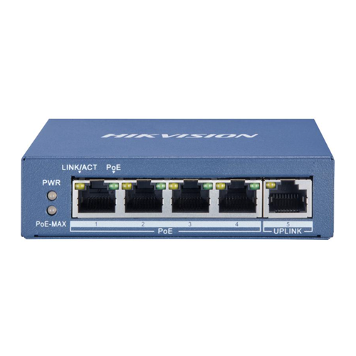 Hikvision DS-3E0505P-E/M 4 Port Gigabit PoE / 1 Port Gigabit Uplink 40W Yönetilemez Switch