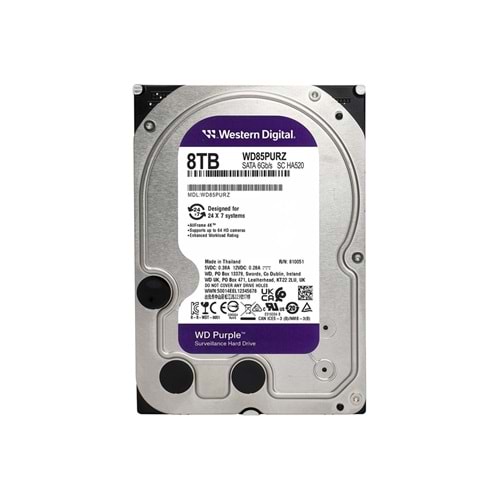 WD Purple 8TB 5640RPM 128MB SATA3 WD85PURZ 7/24 HDD
