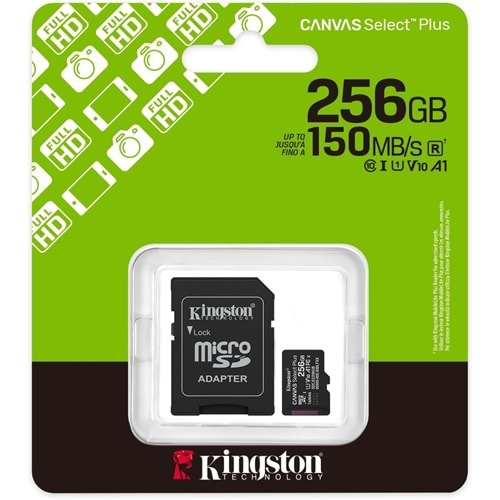Kingston Canvas Select Plus 256GB Mıcro Sdhc CLASS10 150MB/s Hafıza Kartı SDCS3/256GB