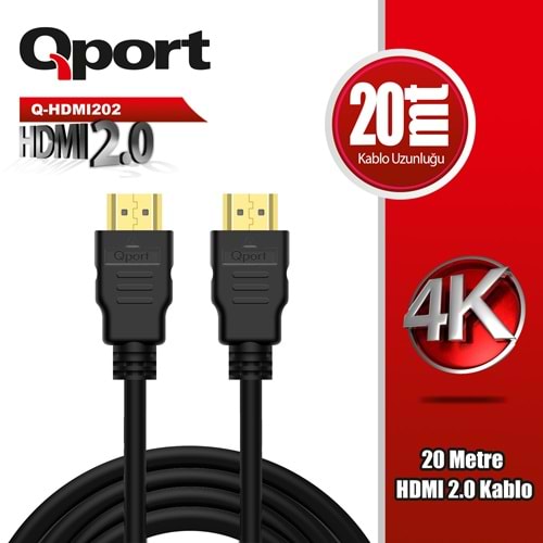 Qport Q-HDMI202 HDMI Kablo 20MT Ver2.0 Altın Uçlu 3D 4K