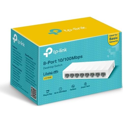 TP-Lınk LS1008 8 Port 10/100 Yonetılemez Desktop Swıtch Plastik Kasa