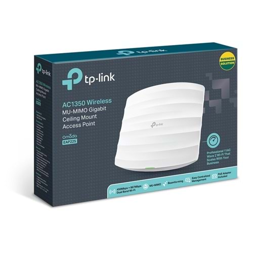 TP-Lınk Omada EAP225 AC1350Mbps 1PORT POE 5DBI Dualband Indoor Tavan Tipi Access Poınt