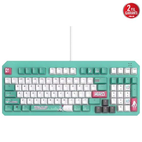 Asus RA09 Tuf Gamıng K3 Gen II Mıku/RD/TR/Pbt Red Swıtch Aura Sync RGB IP57 Mekanık Gamıng Klavye