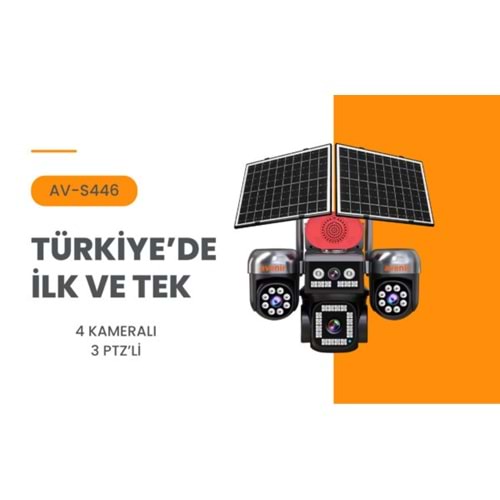 Avenir AV-S446 4 Kameralı 3 PTZ 12MP Solar Kamera
