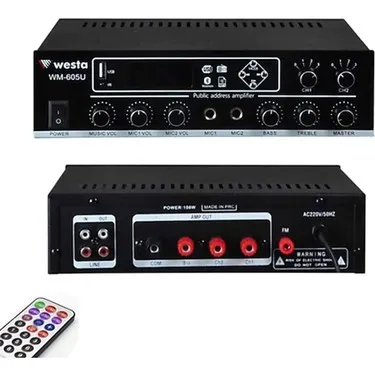 WESTA WM-605U 2 BÖLGELİ 100W/100V MİXİNG AMPLİFİER