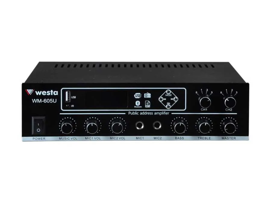 WESTA WM-605U 2 BÖLGELİ 100W/100V MİXİNG AMPLİFİER