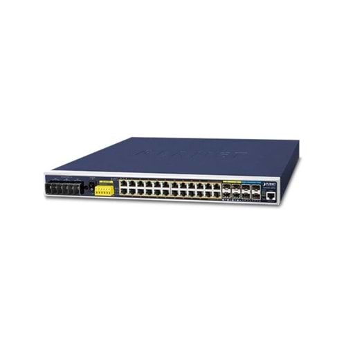 Planet PL-IGS-6325-24P4X 24 Port Gigabit PoE+ 4 Port SFP / 4 Port 10G SFP Yönetilebilir Layer 3 440W Endüstriyel Switch