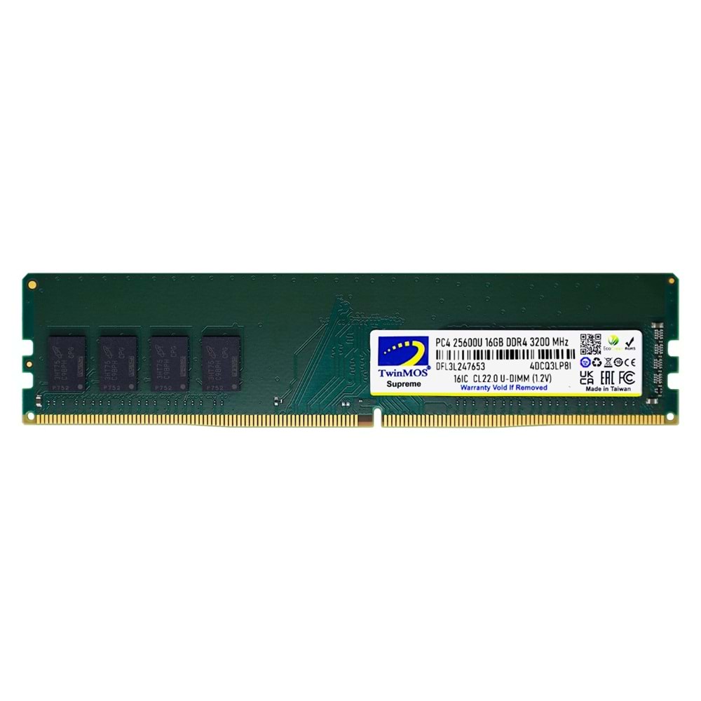 Twınmos 16GB 3200MHZ DDR4 MDD416GB3200D PC RAM
