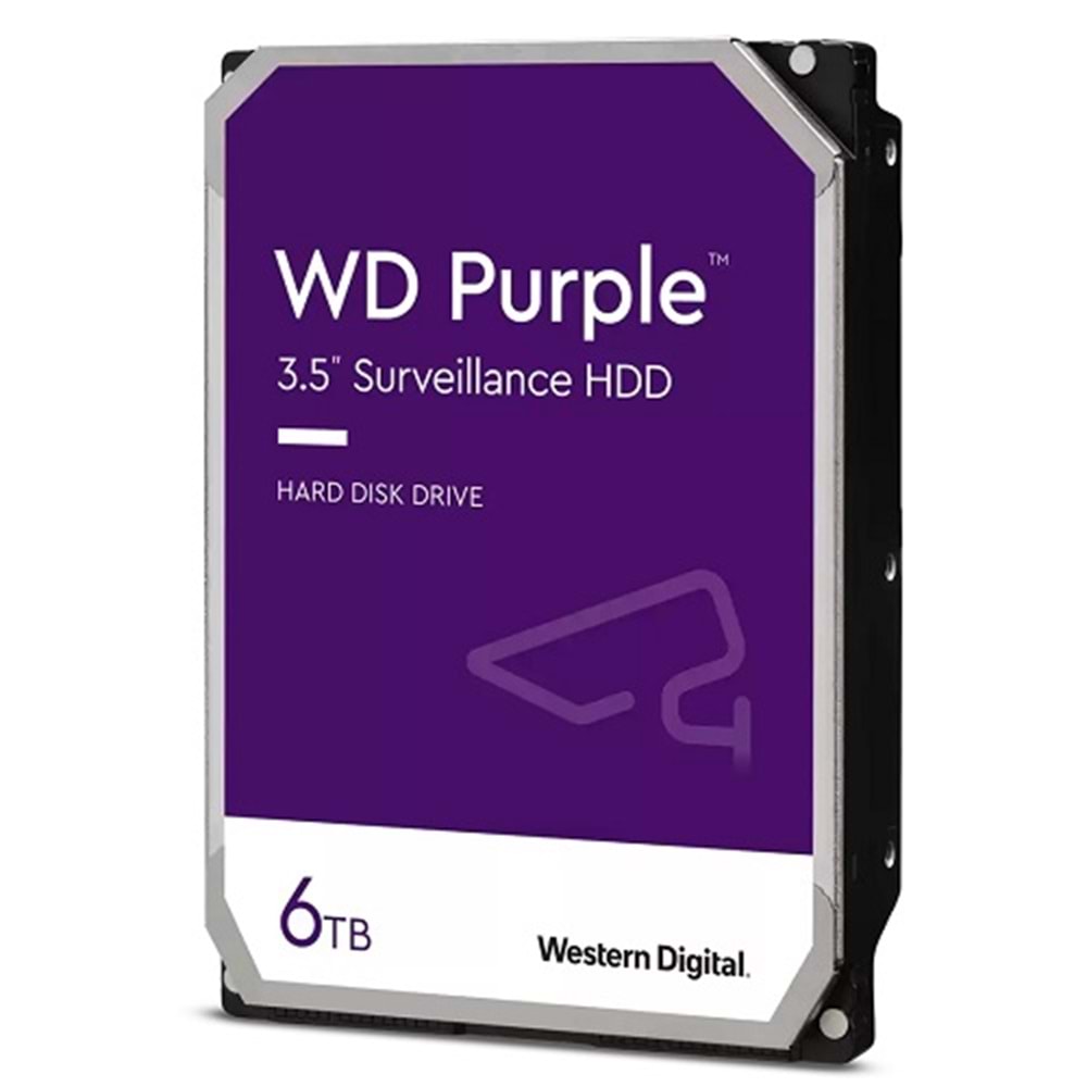 WD Purple 6TB 5400RPM 256MB SATA3 WD64PURZ 7/24 HDD Resmi Disti Garantili