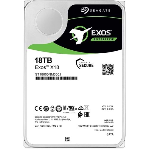 Seagate Exos X18 18TB 7200RPM 512E/4KN SATA3 6Gbit/sn ST18000NM000J HDD
