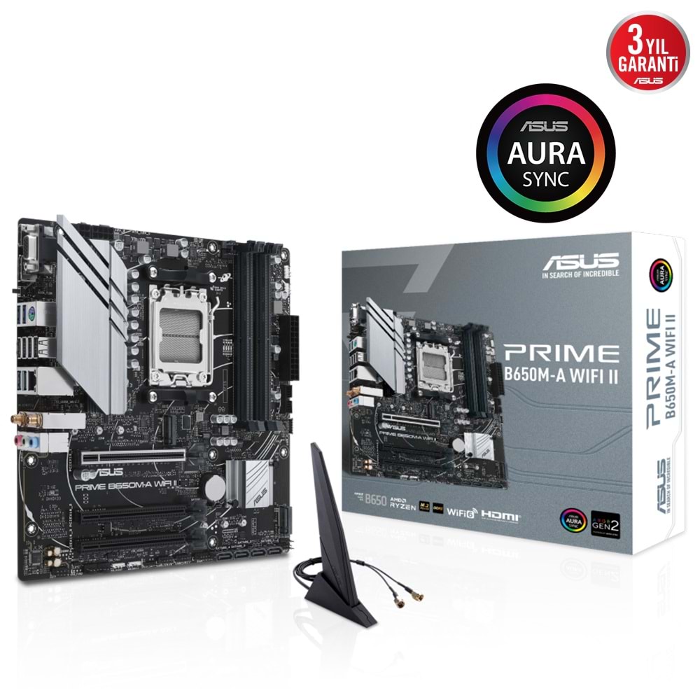Asus Prıme B650M-A WIFI II 4xDDR5 DP+VGA+HDMI 2xM.2 AM5 Anakart