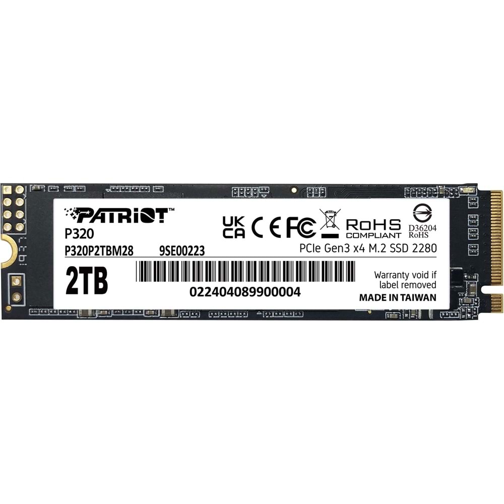 Patrıot P320 2TB 3000/2200MB/s M2 PCIE GEN3 NVME SSD P320P2TBM28