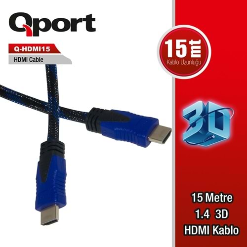 Qport Q-HDMI15 HDMI Kablo 15MT Ver1.4 Altın Uçlu 3D