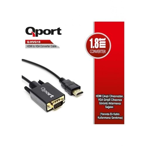 Qport Q-HVG18 1.8 MT HDMI TO VGA Kablo