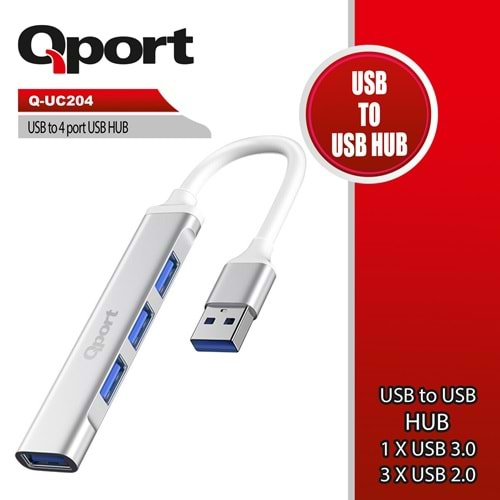 Qport Q-UC204 4 Port USB 3.0 Metal USB Çoklayıcı