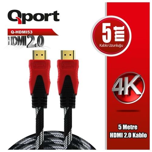 Qport Q-HDMI53 HDMI Kablo 5 MT Ver2.0 Altın Uçlu 3D 4K